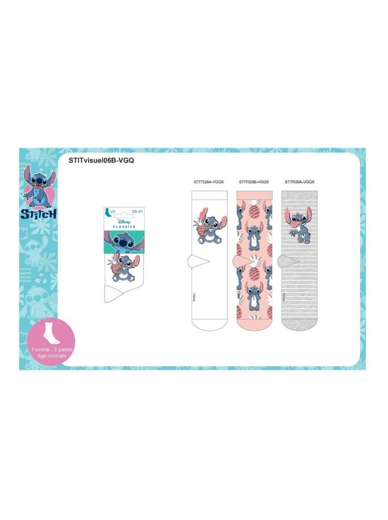 Chaussettes Pack Femme LILO ET STITCH - Pack de 6 Gris Rose Blanc - Kiabi