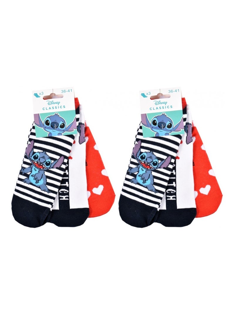 Chaussettes Pack Femme LILO ET STITCH - Pack de 9 Blanc Rouge Bleu - Kiabi