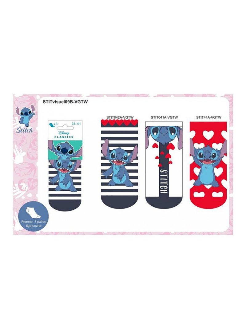 Chaussettes Pack Femme LILO ET STITCH - Pack de 9 Blanc Rouge Bleu - Kiabi