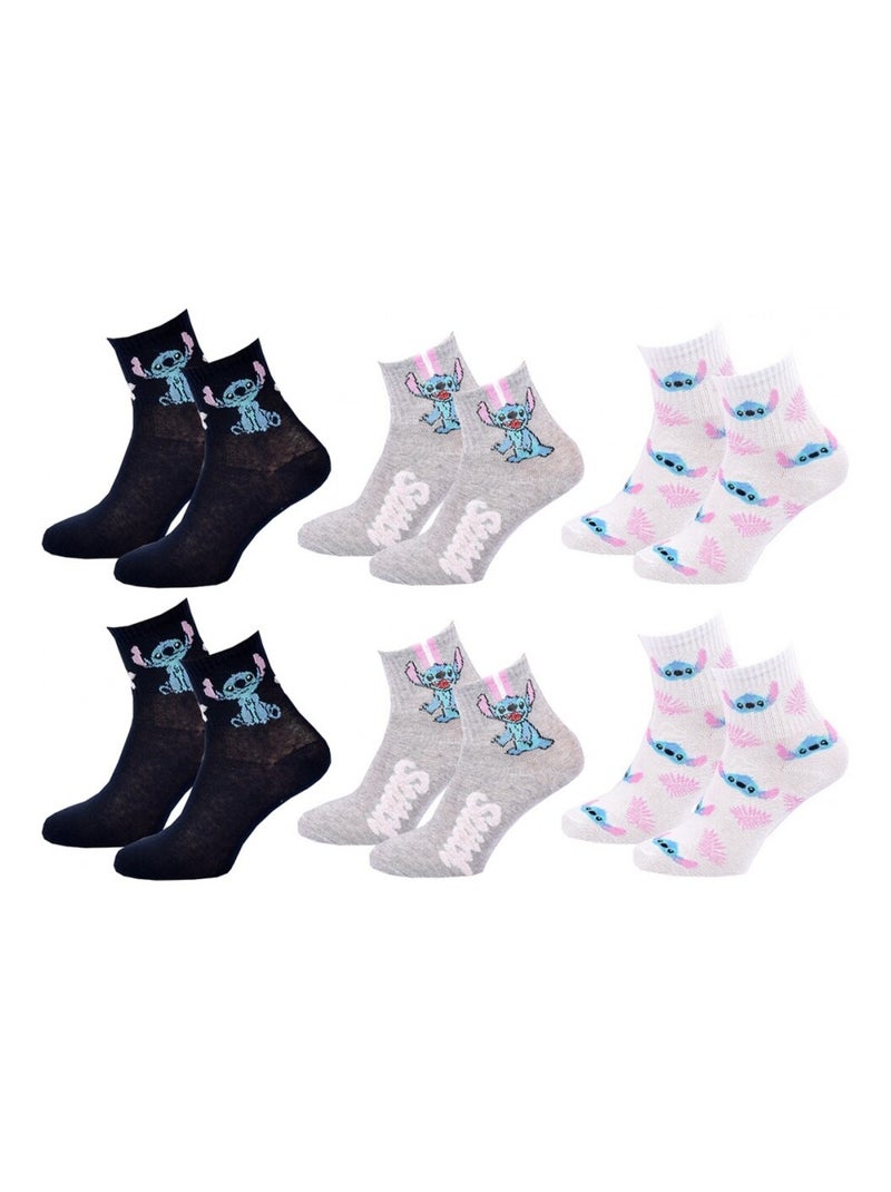 Chaussettes Pack Femme LILO ET STITCH - Pack de 9 Gris Bleu marine Blanc - Kiabi