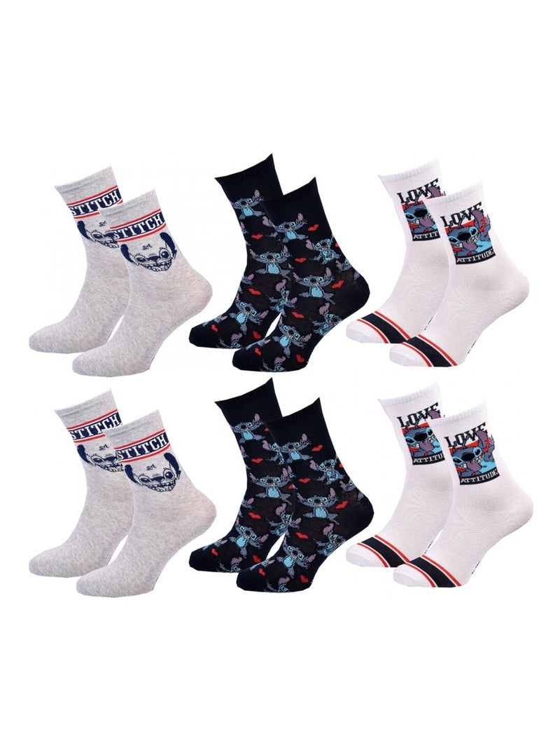 Chaussettes Pack Femme LILO ET STITCH - Pack de 9 Gris Bleu marine Blanc - Kiabi