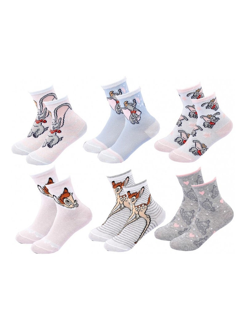 Chaussettes Pack Fille DISNEY CLASSIC - Pack de 6 Blanc Bleu ciel Gris - Kiabi