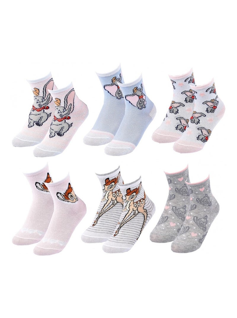 Chaussettes Pack Fille DISNEY CLASSIC - Pack de 6 Blanc Bleu ciel Gris - Kiabi