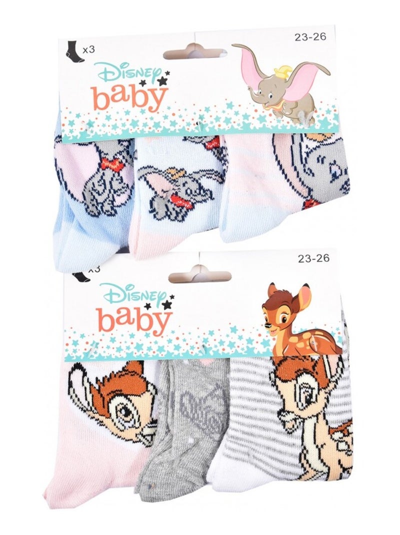 Chaussettes Pack Fille DISNEY CLASSIC - Pack de 6 Blanc Bleu ciel Gris - Kiabi