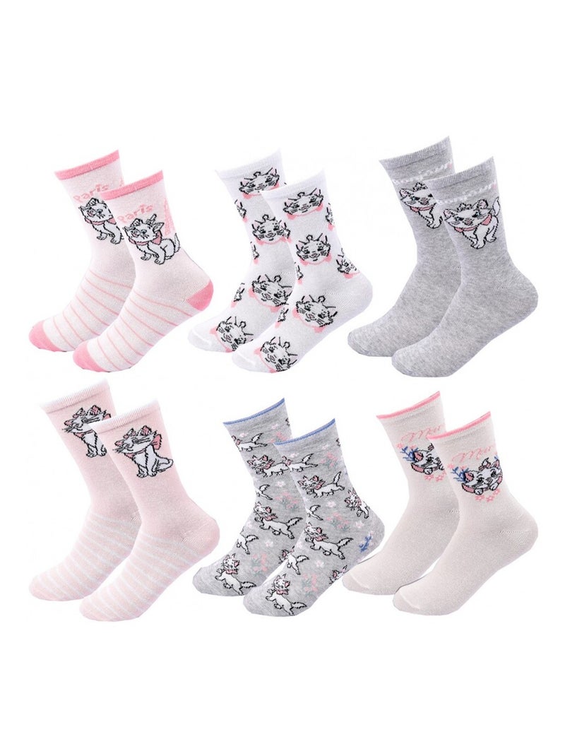 Chaussettes Pack Fille DISNEY CLASSIC - Pack de 6 Blanc Rose clair Gris - Kiabi
