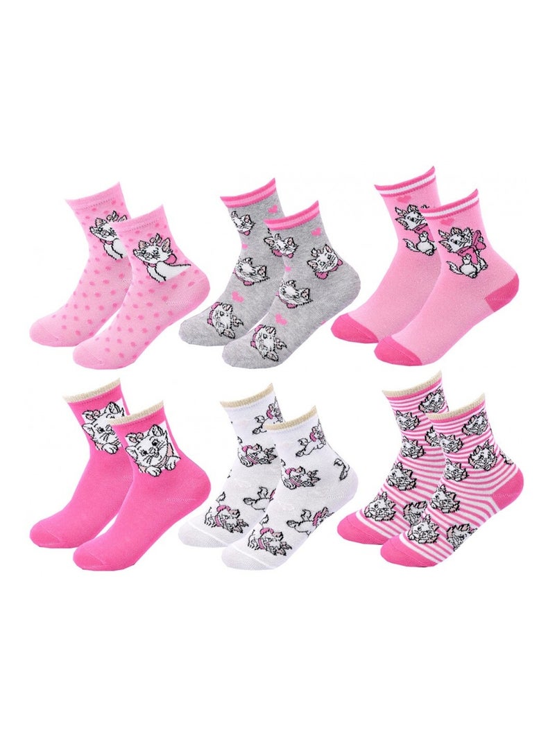 Chaussettes Pack Fille DISNEY CLASSIC - Pack de 6 Gris Rose Blanc - Kiabi