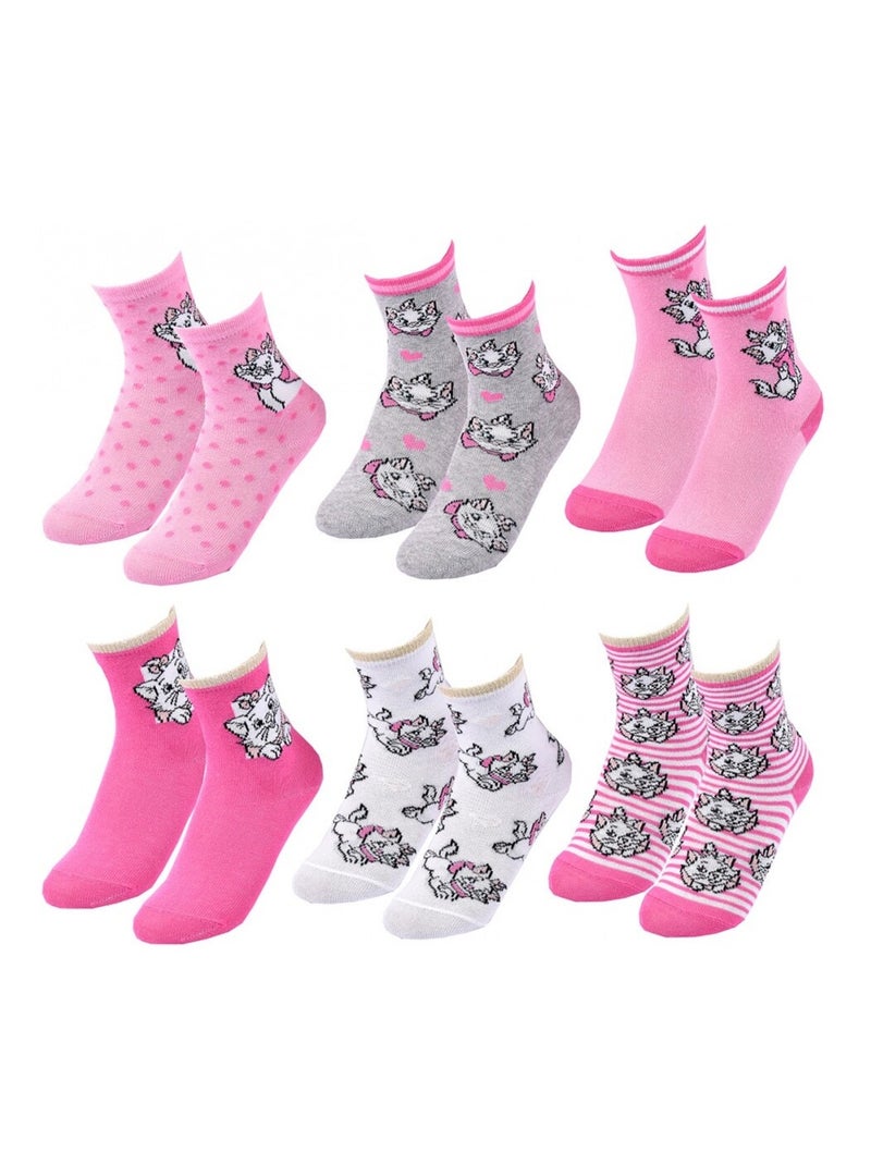 Chaussettes Pack Fille DISNEY CLASSIC - Pack de 6 Gris Rose Blanc - Kiabi