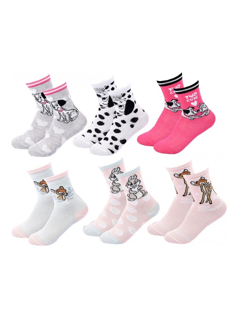 Chaussettes Pack Fille DISNEY CLASSIC - Pack de 6 Gris Rose clair Blanc - Kiabi