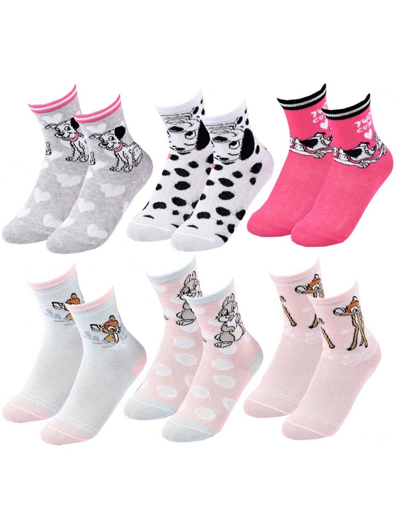 Chaussettes Pack Fille DISNEY CLASSIC - Pack de 6 Gris Rose clair Blanc - Kiabi