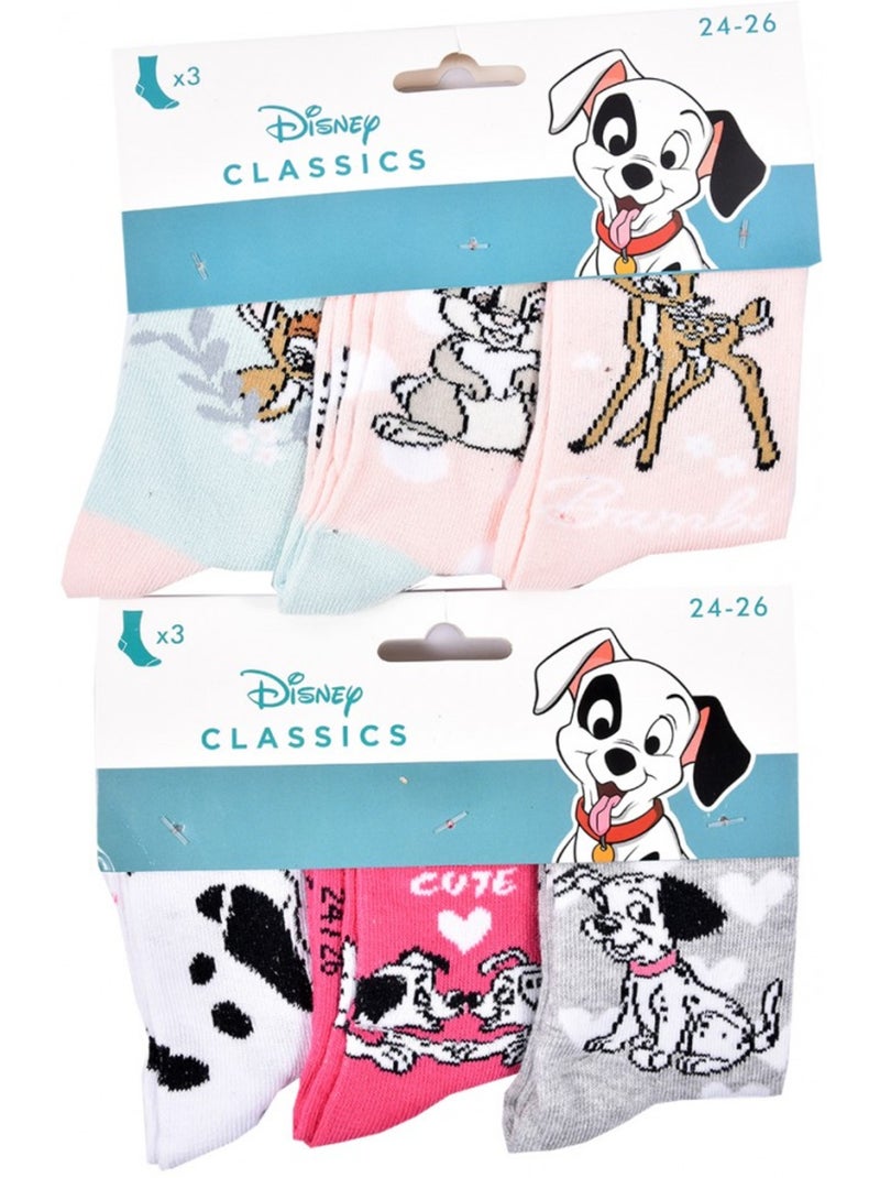 Chaussettes Pack Fille DISNEY CLASSIC - Pack de 6 Gris Rose clair Blanc - Kiabi