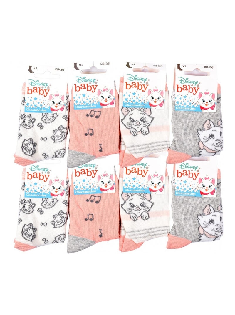 Chaussettes Pack Fille DISNEY CLASSIC - Pack de 8 Blanc Rose clair Gris - Kiabi