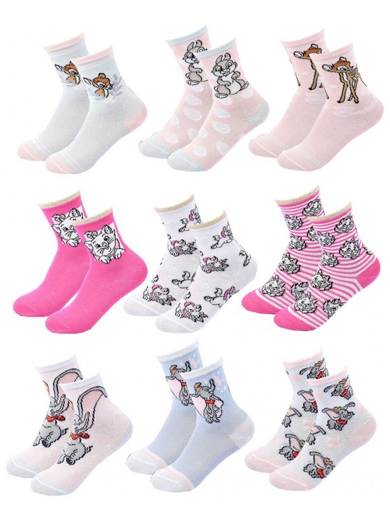 Chaussettes Pack Fille DISNEY CLASSIC - Pack de 9 Blanc Rose clair Bleu - Kiabi