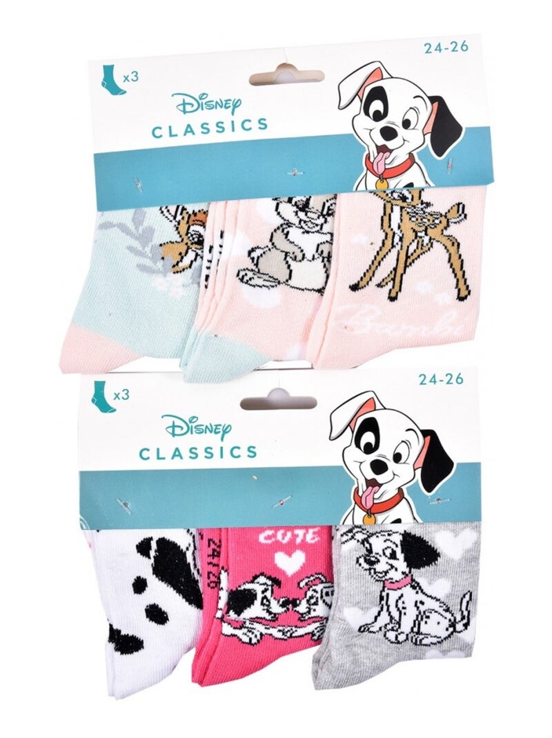 Chaussettes Pack Fille DISNEY CLASSIC - Pack de 9 Blanc Rose clair Bleu - Kiabi