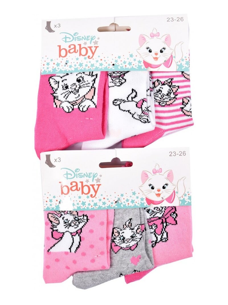 Chaussettes Pack Fille DISNEY CLASSIC - Pack de 9 Blanc Rose clair Bleu - Kiabi