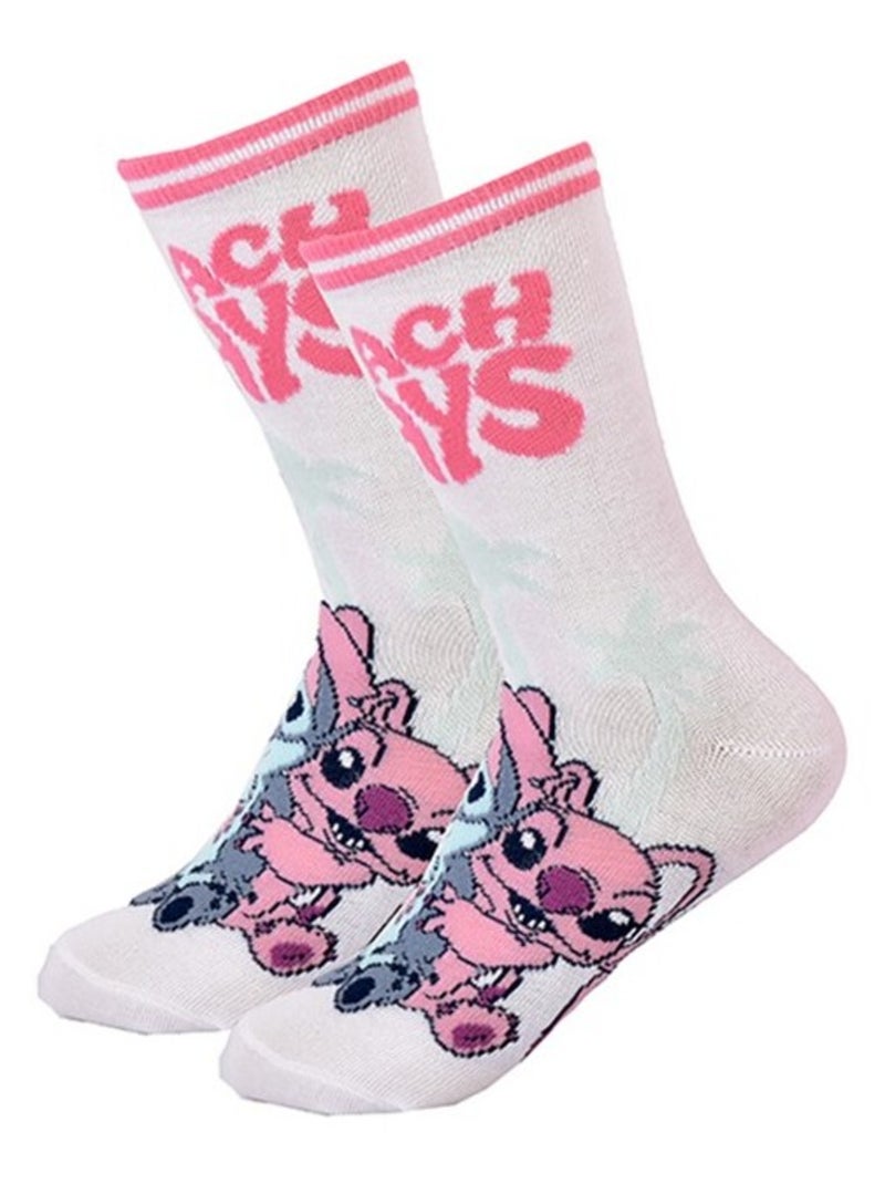 Chaussettes Pack Fille DISNEY LILO ET STITCH Pack de 3 Blanc Rose Gris - Kiabi