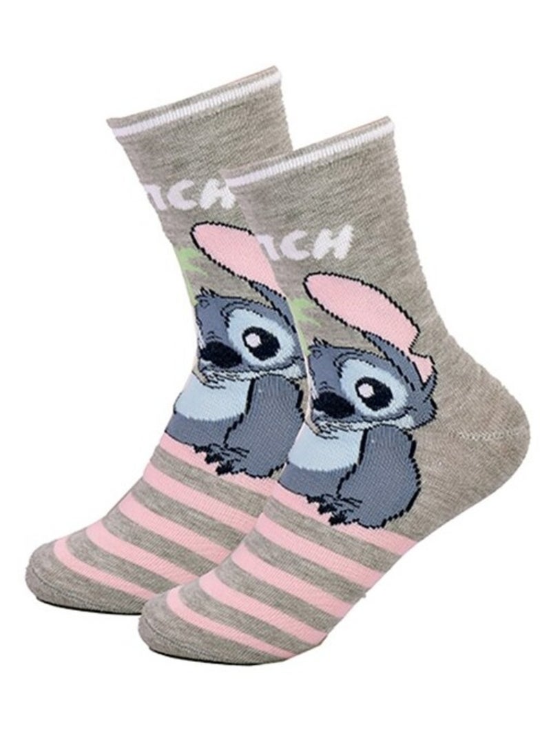 Chaussettes Pack Fille DISNEY LILO ET STITCH Pack de 3 Blanc Rose Gris - Kiabi