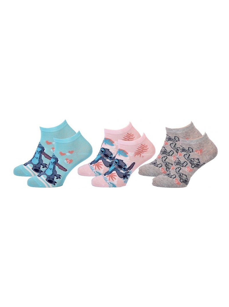 Chaussettes Pack Fille DISNEY LILO ET STITCH Pack de 3 Bleu Rose Gris - Kiabi