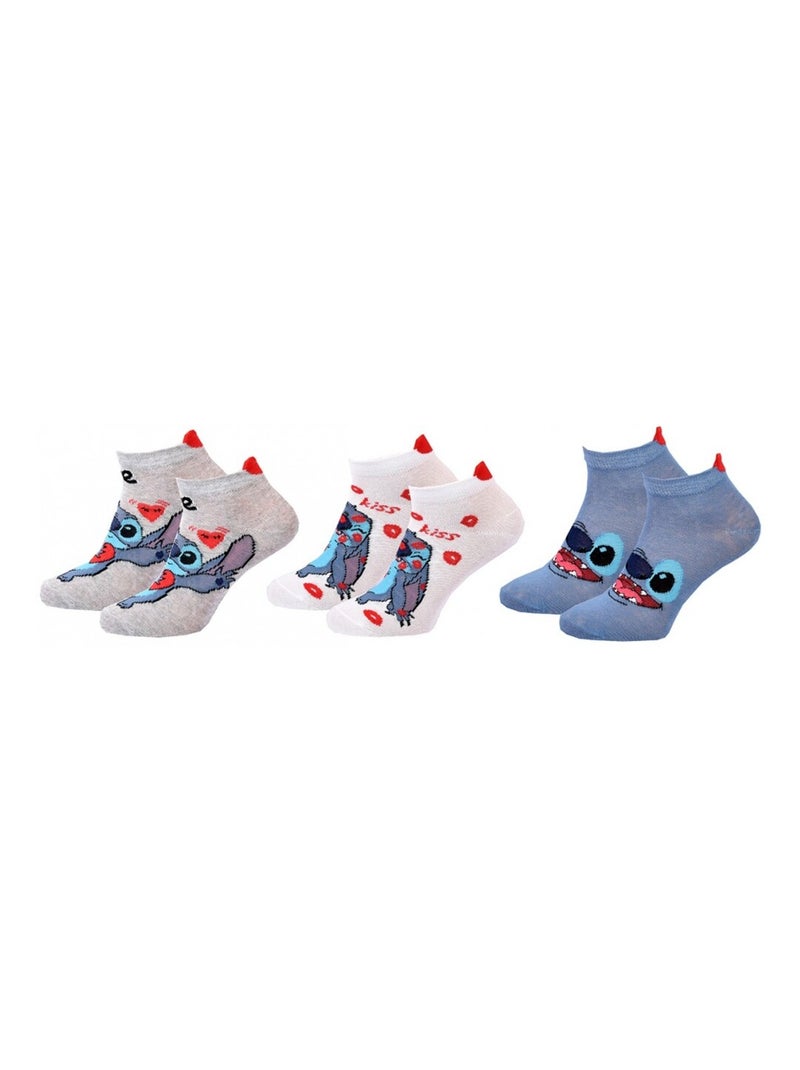 Chaussettes Pack Fille DISNEY LILO ET STITCH Pack de 3 Bleu Rose Gris - Kiabi