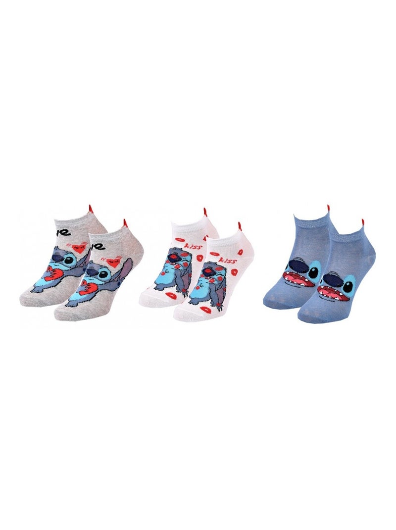 Chaussettes Pack Fille DISNEY LILO ET STITCH Pack de 3 Bleu Rose Gris - Kiabi