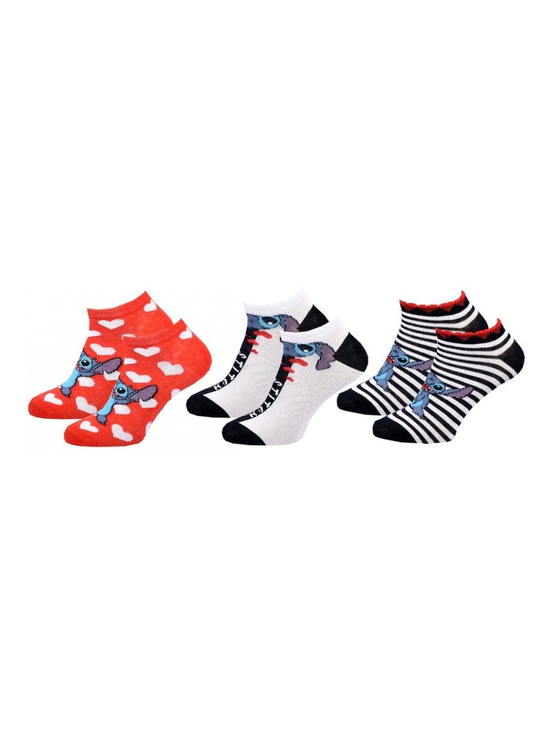 Chaussettes Pack Fille DISNEY LILO ET STITCH Pack de 3 Bleu Rose Gris - Kiabi