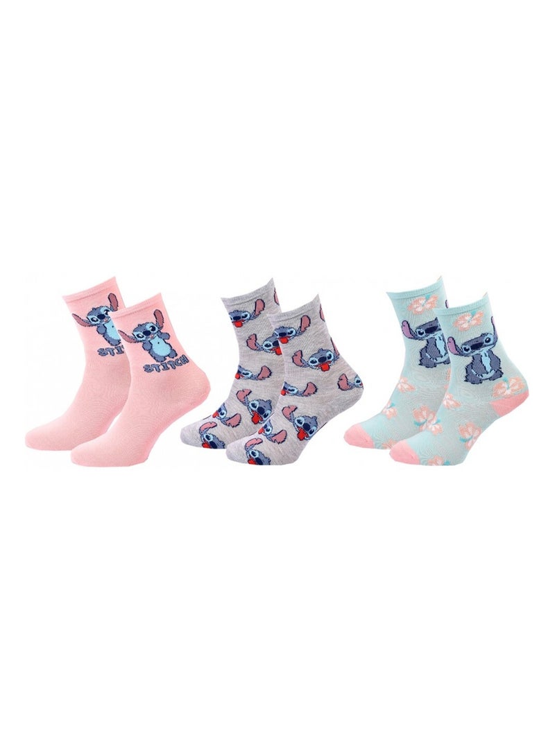 Chaussettes Pack Fille DISNEY LILO ET STITCH Pack de 6 Rose pastel/Menthe/Blanc/Beige - Kiabi