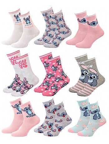 Chaussettes Pack Fille DISNEY LILO ET STITCH Pack de 9