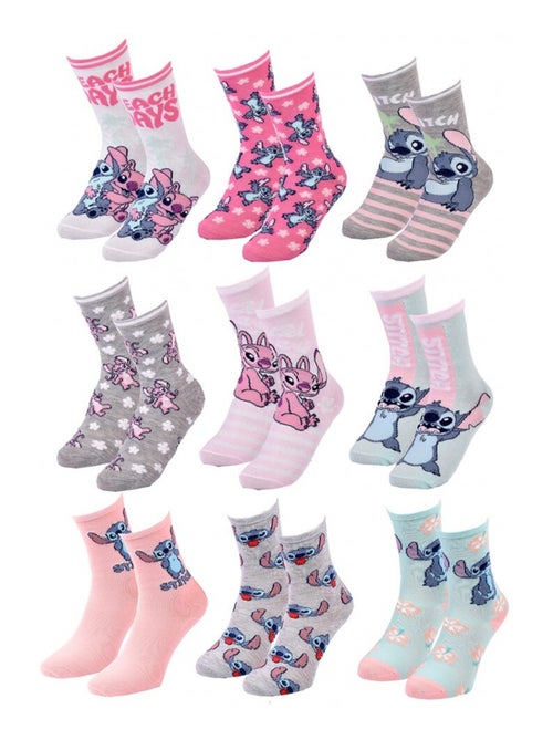 Chaussettes Pack Fille DISNEY LILO ET STITCH Pack de 9 - Kiabi