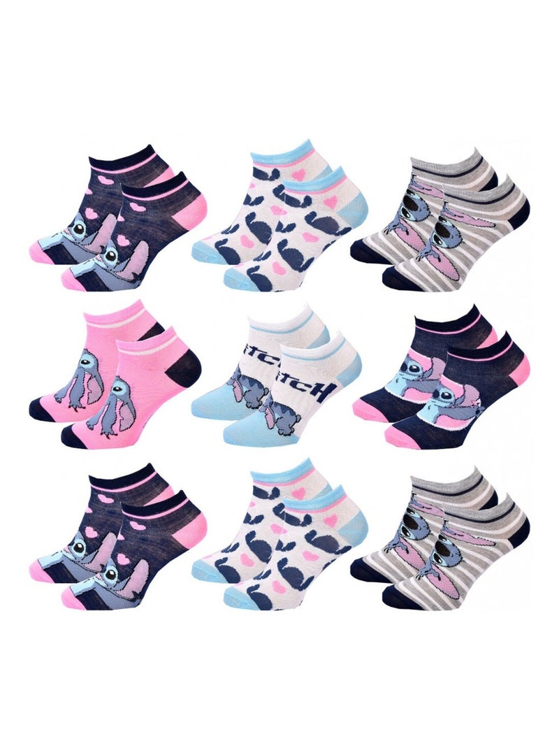 Chaussettes Pack Fille DISNEY LILO ET STITCH Pack de 9 Bleu Multicolore Blanc - Kiabi