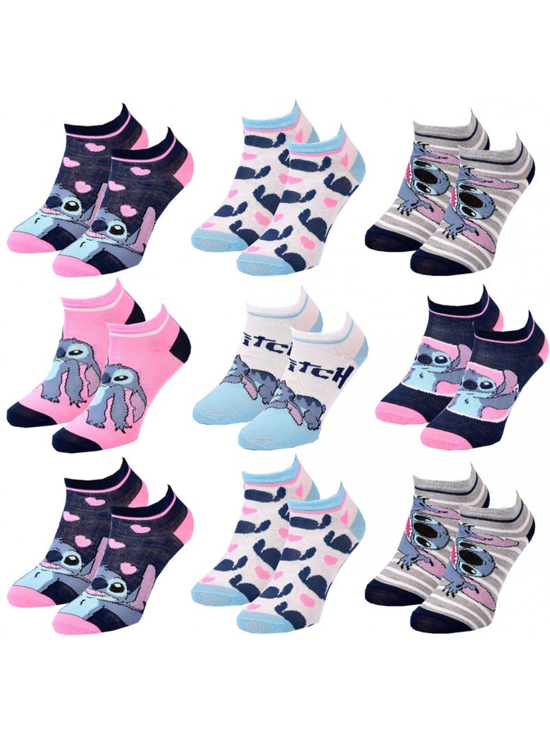 Chaussettes Pack Fille DISNEY LILO ET STITCH Pack de 9 Bleu Multicolore Blanc - Kiabi