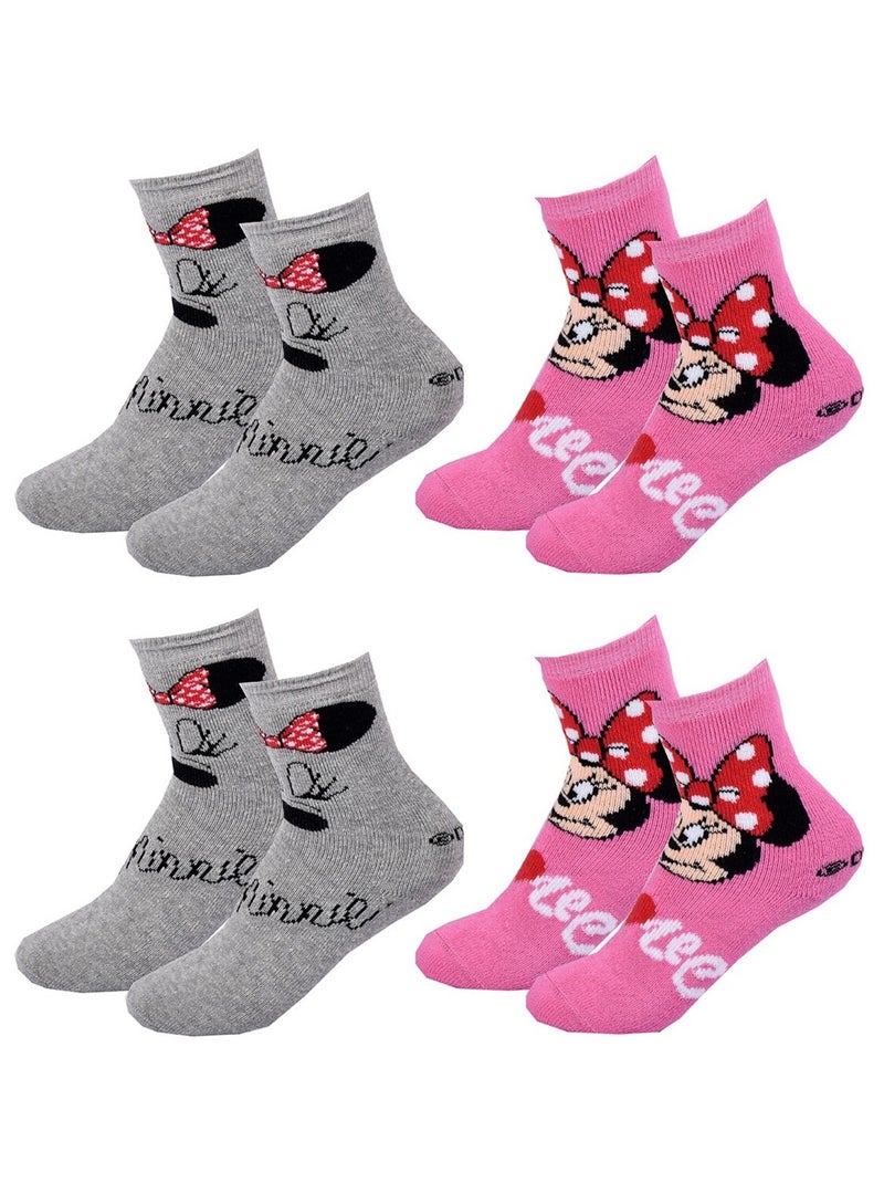 Chaussettes Pack Fille DISNEY MINNIE Pack de 4 Paires Gris Rose - Kiabi