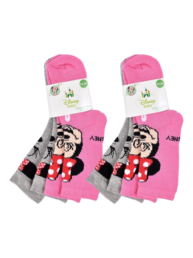 Chaussettes Pack Fille DISNEY MINNIE Pack de 4 Paires Gris Rose - Kiabi