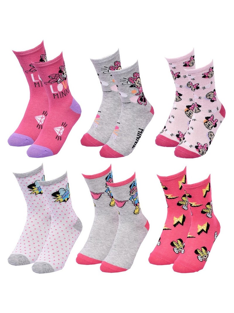 Chaussettes Pack Fille DISNEY MINNIE Pack de 6 Paires Blanc Rose Bleu - Kiabi
