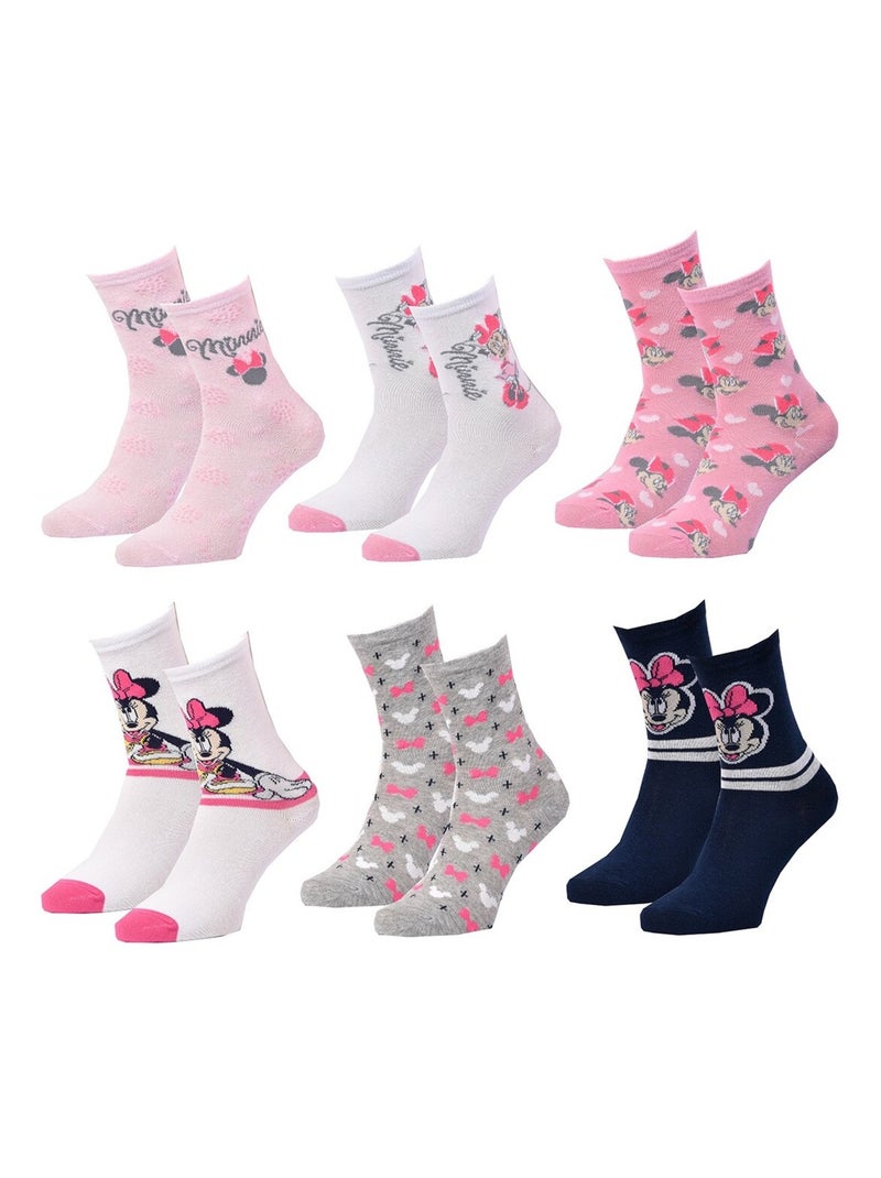 Chaussettes Pack Fille DISNEY MINNIE Pack de 6 Paires Blanc Rose clair Gris - Kiabi
