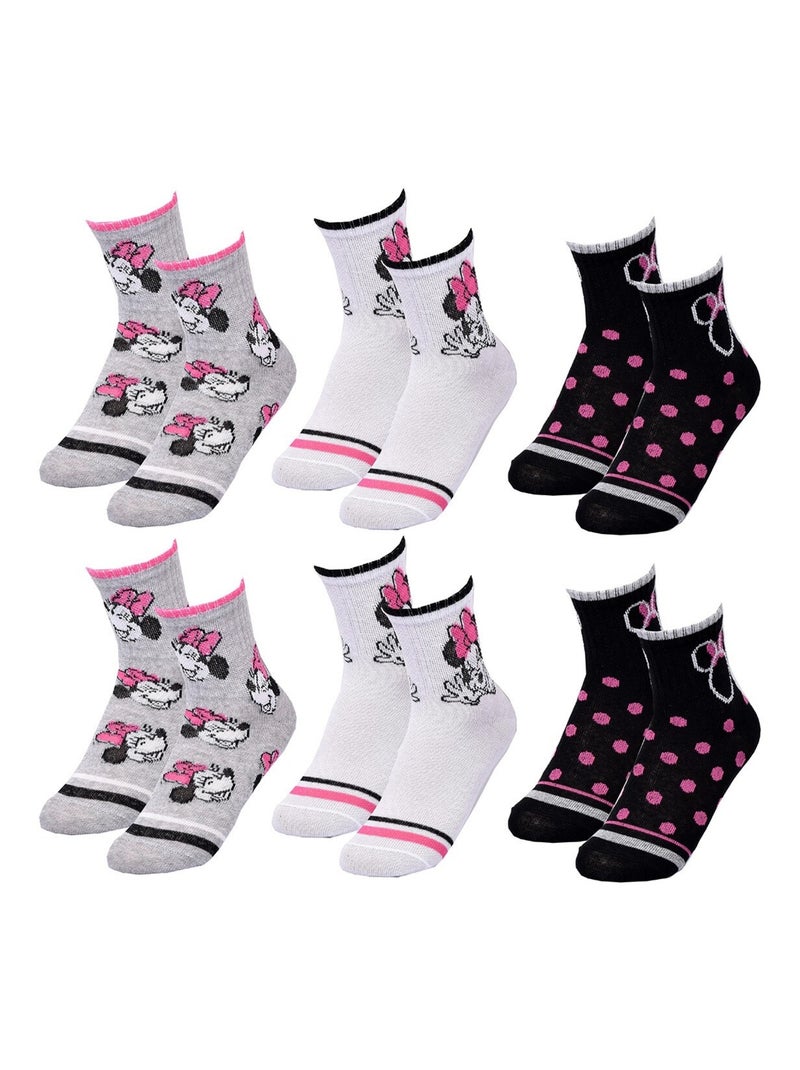 Chaussettes Pack Fille DISNEY MINNIE Pack de 6 Paires Gris Blanc Noir - Kiabi
