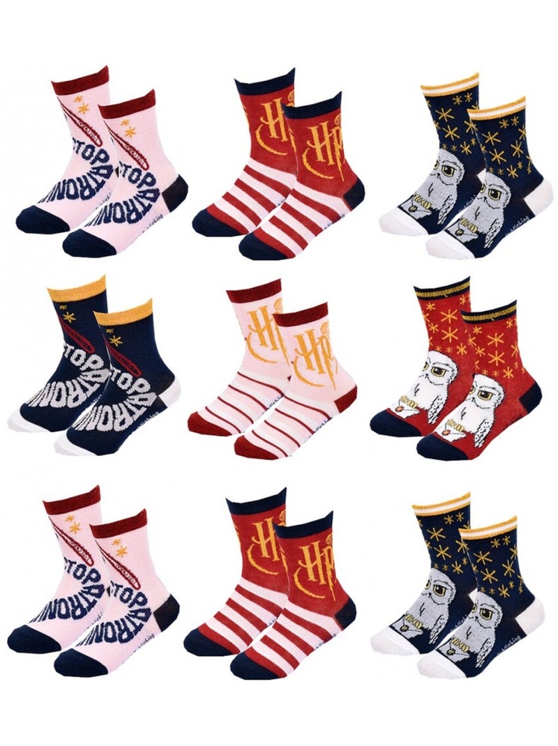 Chaussettes Pack Fille HARRY POTTER - Pack de 9 Blanc Multicolore Bleu - Kiabi