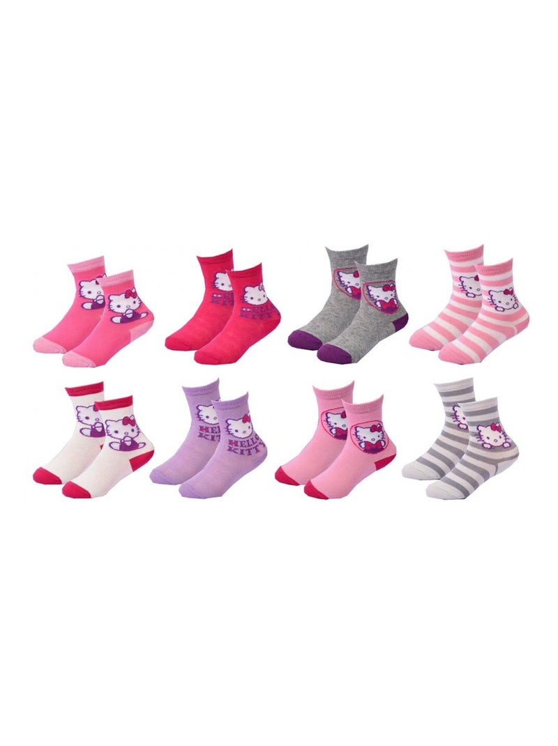 Chaussettes Pack Fille HELLO KITTY - Pack de 8 Gris Rose foncé Blanc - Kiabi