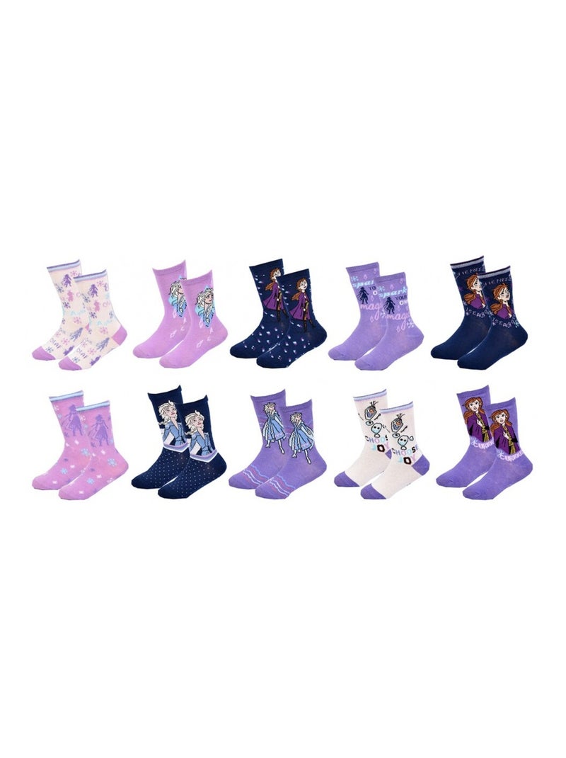 Chaussettes Pack Fille LA REINE DES NEIGES - Pack de 10 Blanc Violet Blanc - Kiabi