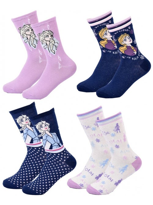 Chaussettes Pack Fille LA REINE DES NEIGES - Pack de 4 - Kiabi
