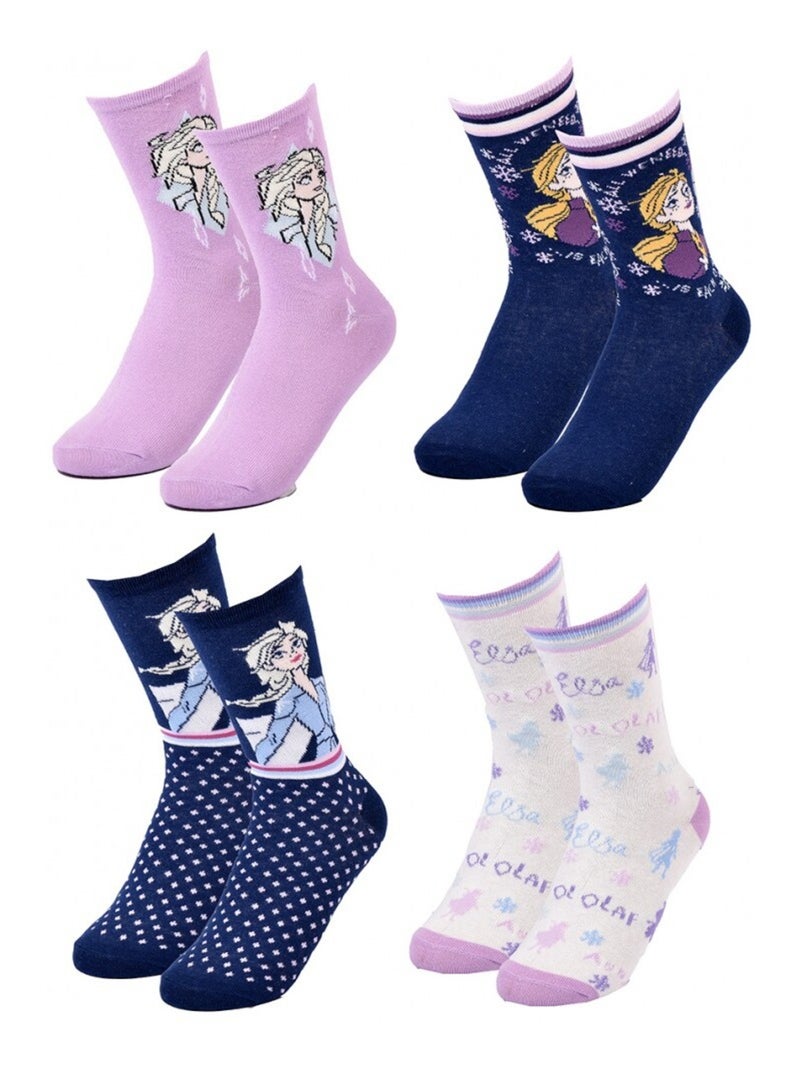 Chaussettes Pack Fille LA REINE DES NEIGES - Pack de 4 Blanc Violet clair Blanc - Kiabi