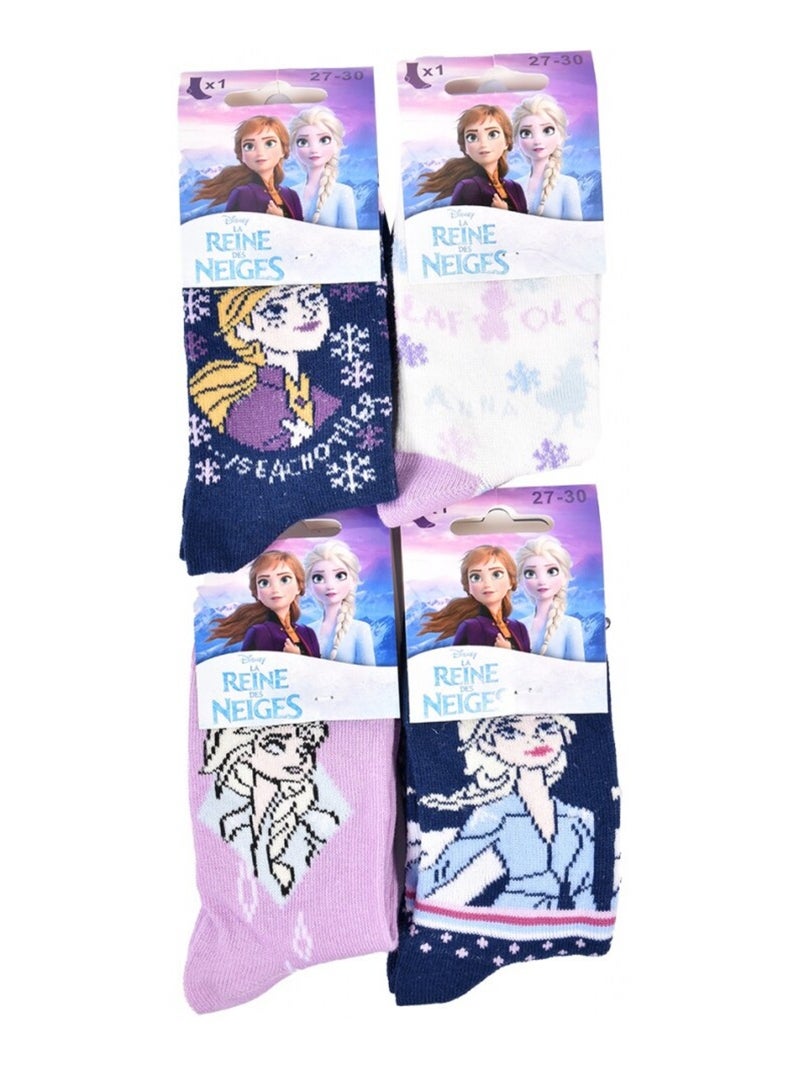 Chaussettes Pack Fille LA REINE DES NEIGES - Pack de 4 Blanc Violet clair Blanc - Kiabi