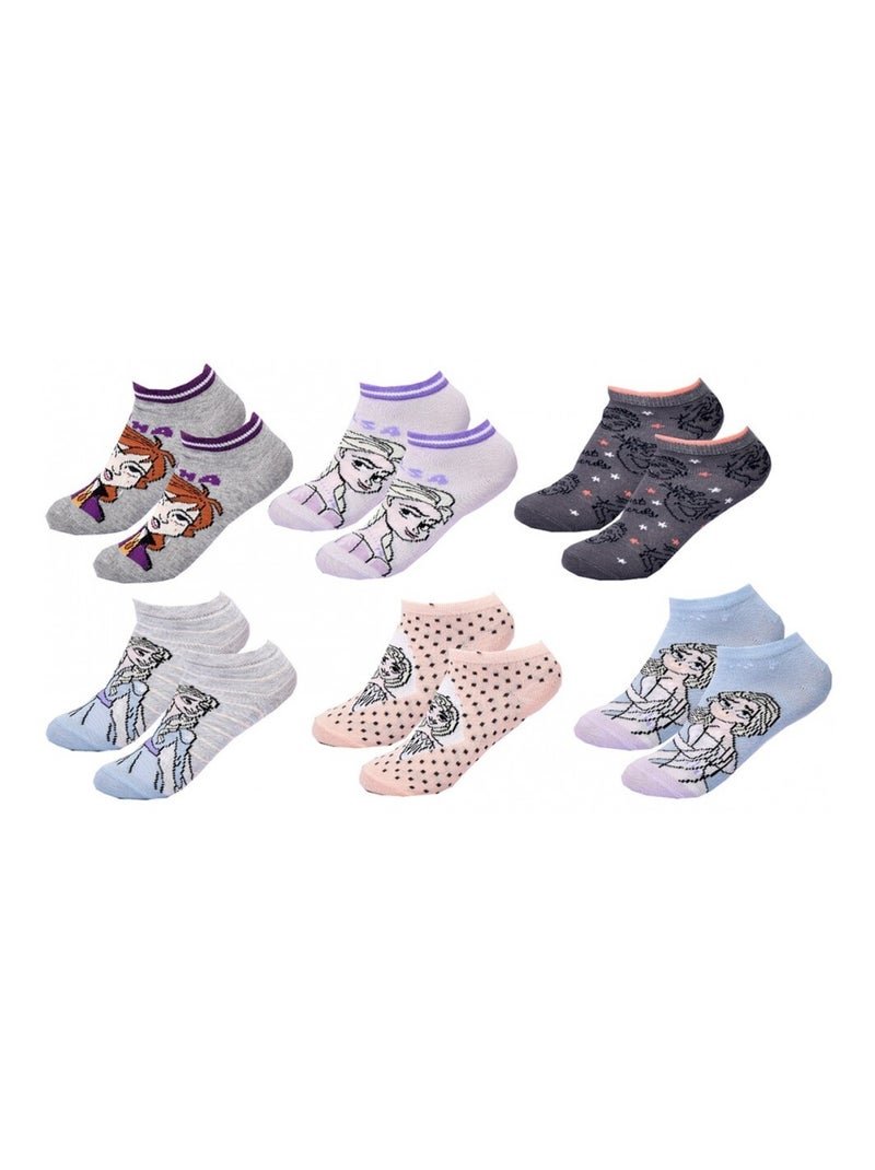 Chaussettes Pack Fille LA REINE DES NEIGES - Pack de 6 Gris Mauve Bleu - Kiabi