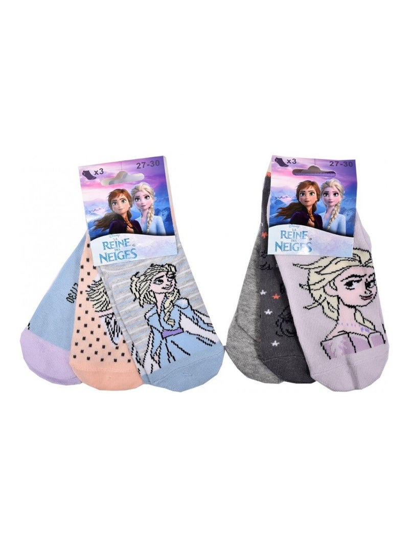 Chaussettes Pack Fille LA REINE DES NEIGES - Pack de 6 Gris Mauve Bleu - Kiabi