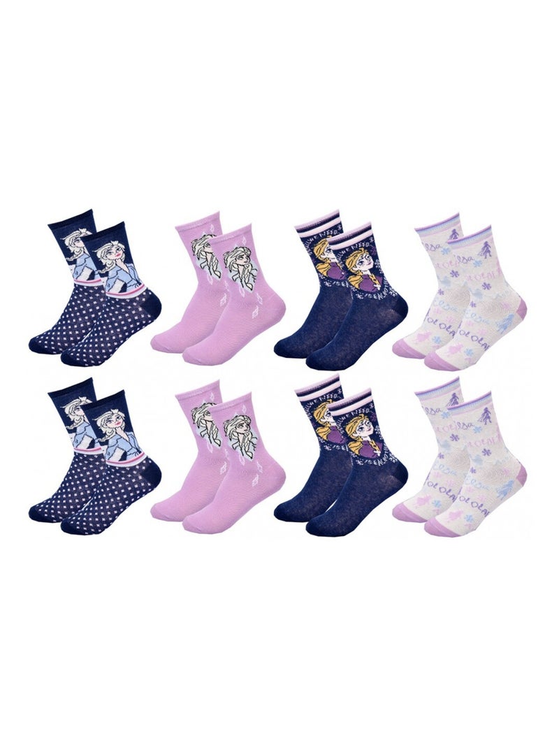 Chaussettes Pack Fille LA REINE DES NEIGES - Pack de 8 Blanc Violet Blanc - Kiabi