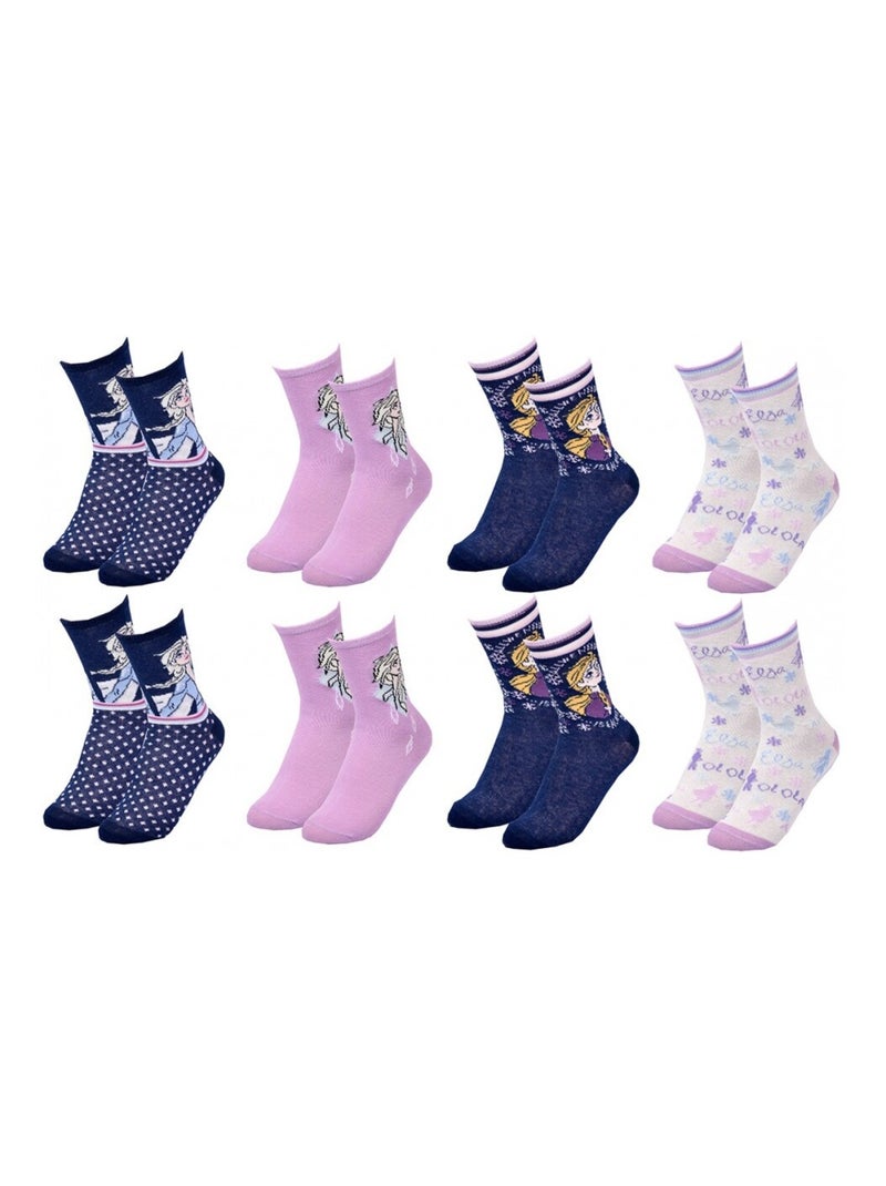 Chaussettes Pack Fille LA REINE DES NEIGES - Pack de 8 Blanc Violet Blanc - Kiabi