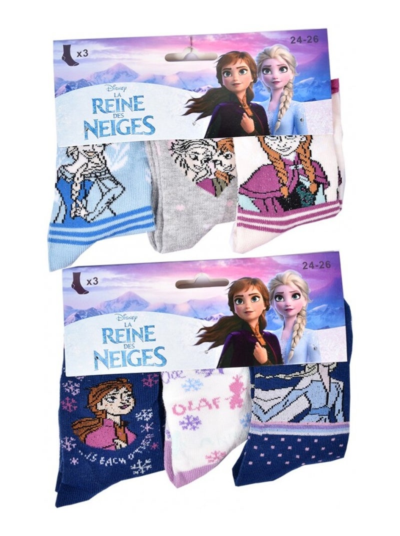 Chaussettes Pack Fille LA REINE DES NEIGES - Pack de 9 Blanc Violet Blanc - Kiabi