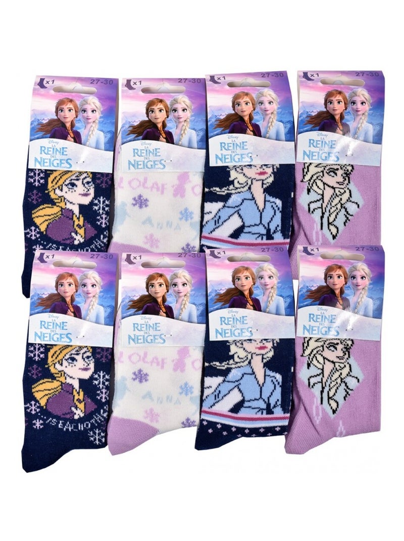 Chaussettes Pack Fille LA REINE DES NEIGES - Pack de 9 Blanc Violet Blanc - Kiabi