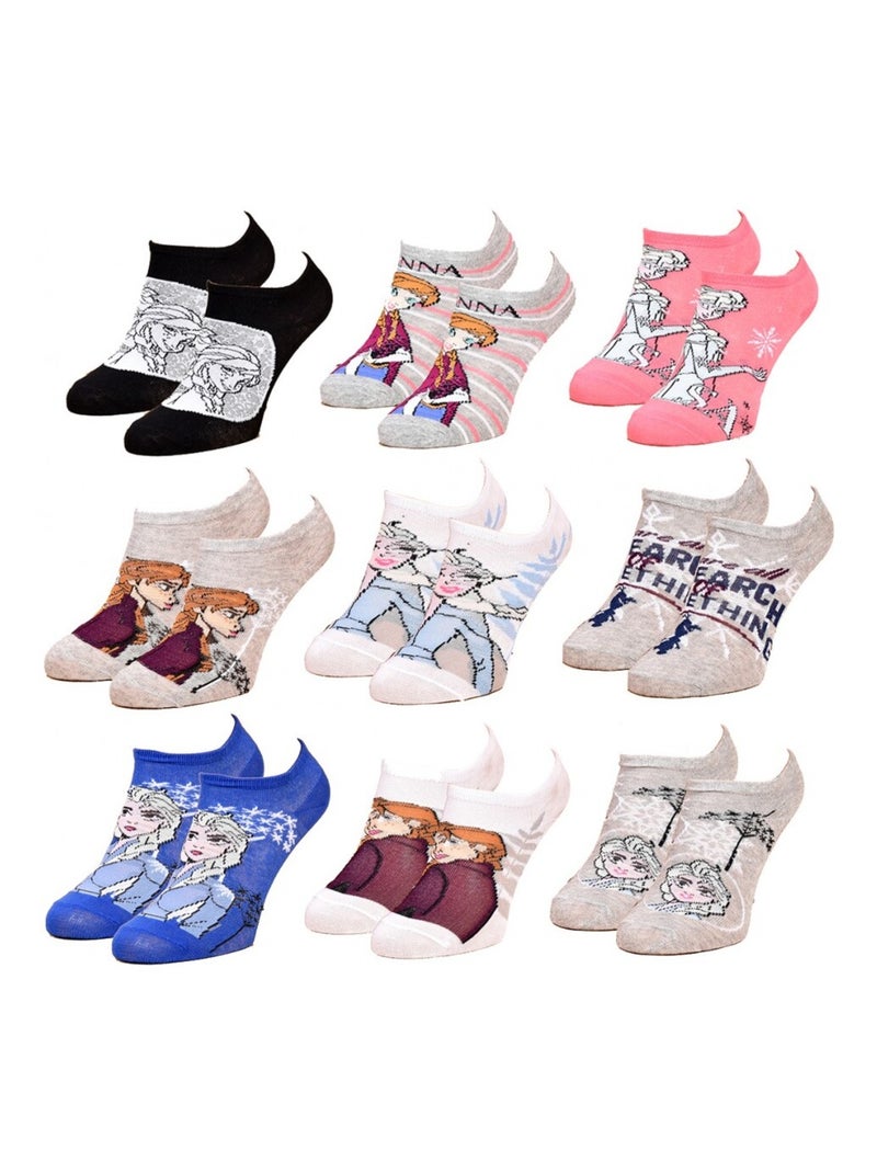 Chaussettes Pack Fille LA REINE DES NEIGES - Pack de 9 Gris Rose clair Bleu - Kiabi