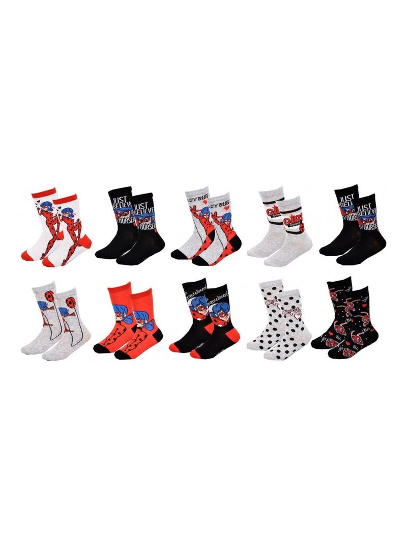 Chaussettes Pack Fille MIRACULOUS - Pack de 10 Blanc Multicolore Gris - Kiabi