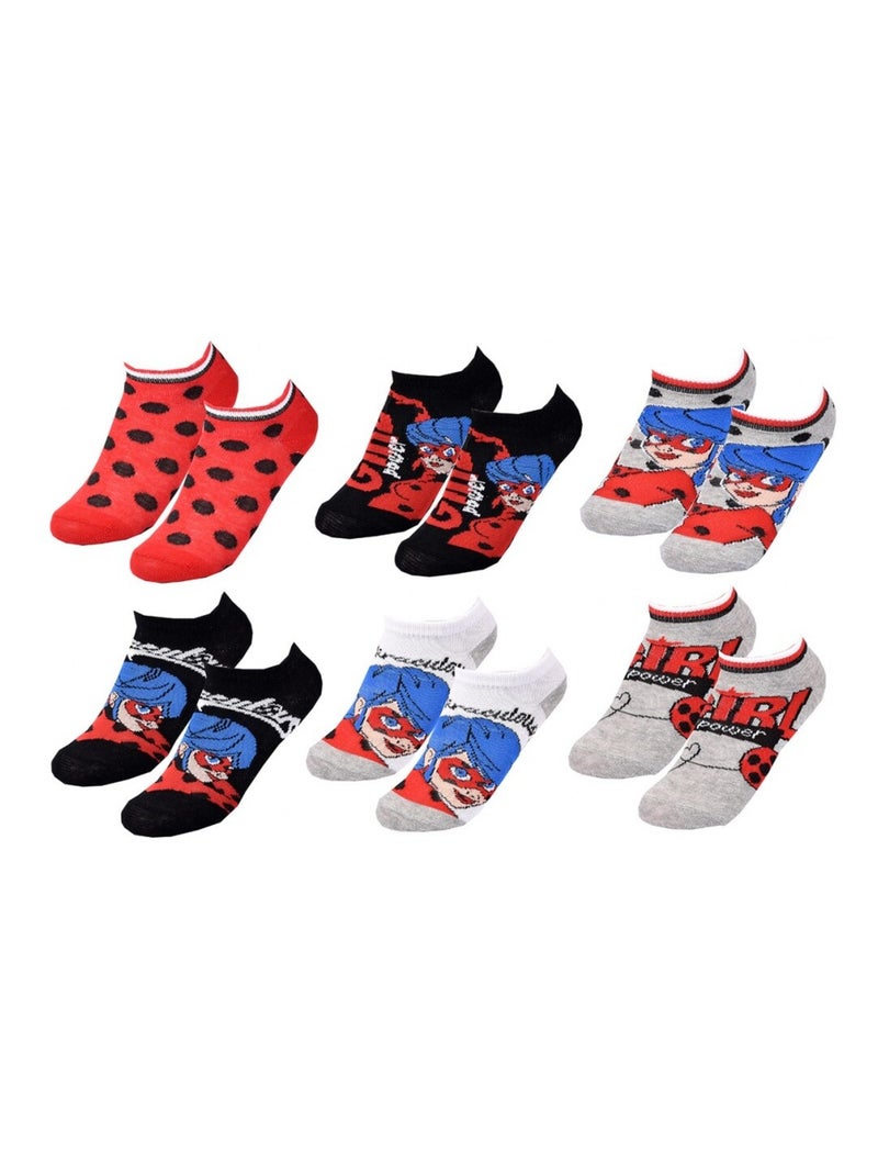 Chaussettes Pack Fille MIRACULOUS - Pack de 6 Noir Rouge Gris - Kiabi