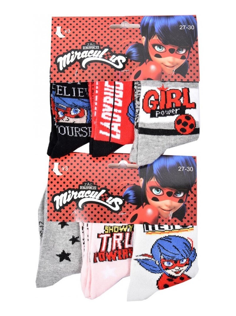 Chaussettes Pack Fille MIRACULOUS - Pack de 9 Gris Multicolore Blanc - Kiabi